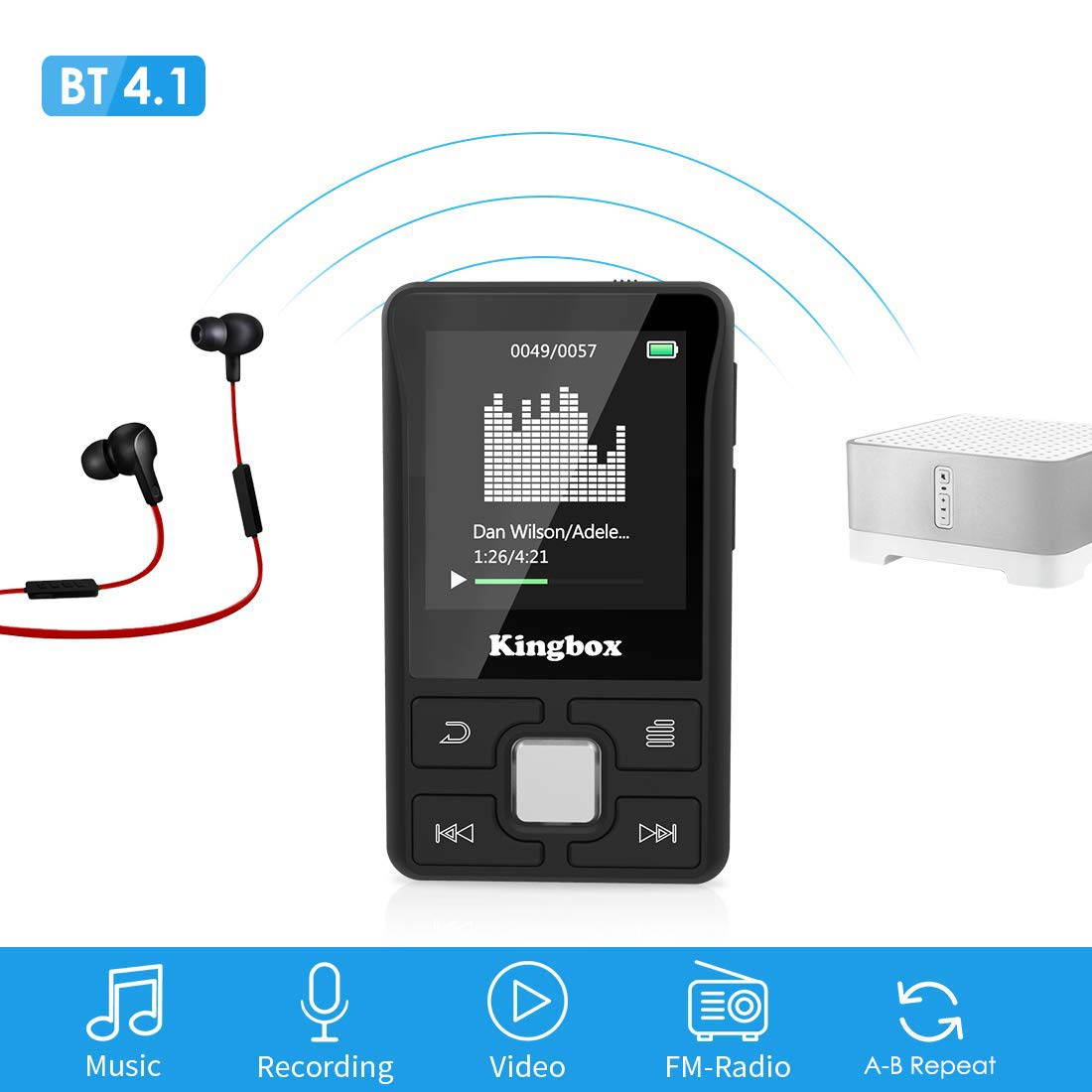 MP3 Player, 32GB Music Player with BT 4.1, Audio Walkman with Wearable Clips Support E-Book/Voice Recorder/FM Radio/Photo Viewer, Expandable Up to 128 GB