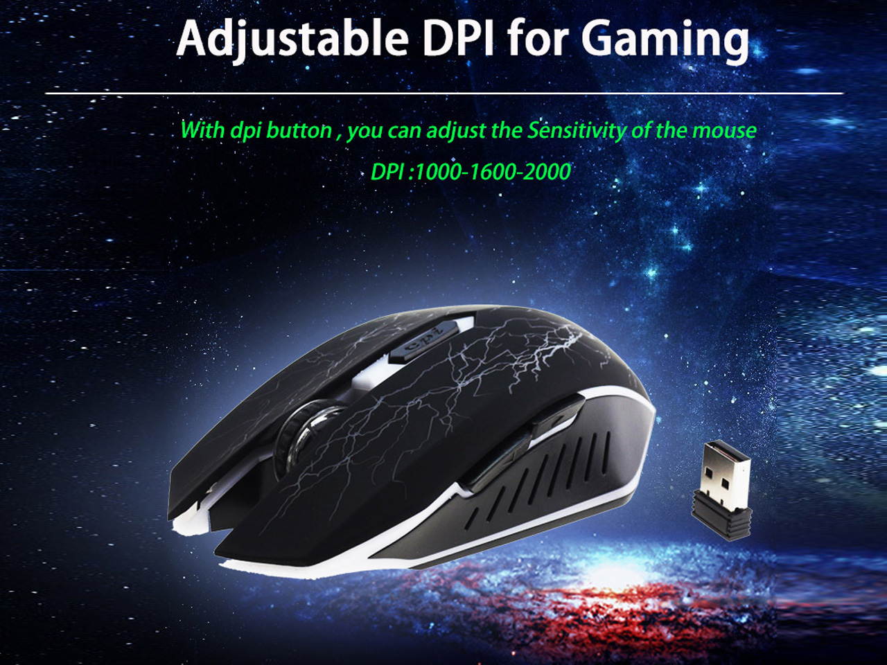LED Wireless Gaming Mouse Rechargeable Breathing USB 2.4Ghz 2000 DPI Gamer Optical 10m Muoses for PC Desktop Laptop Computer