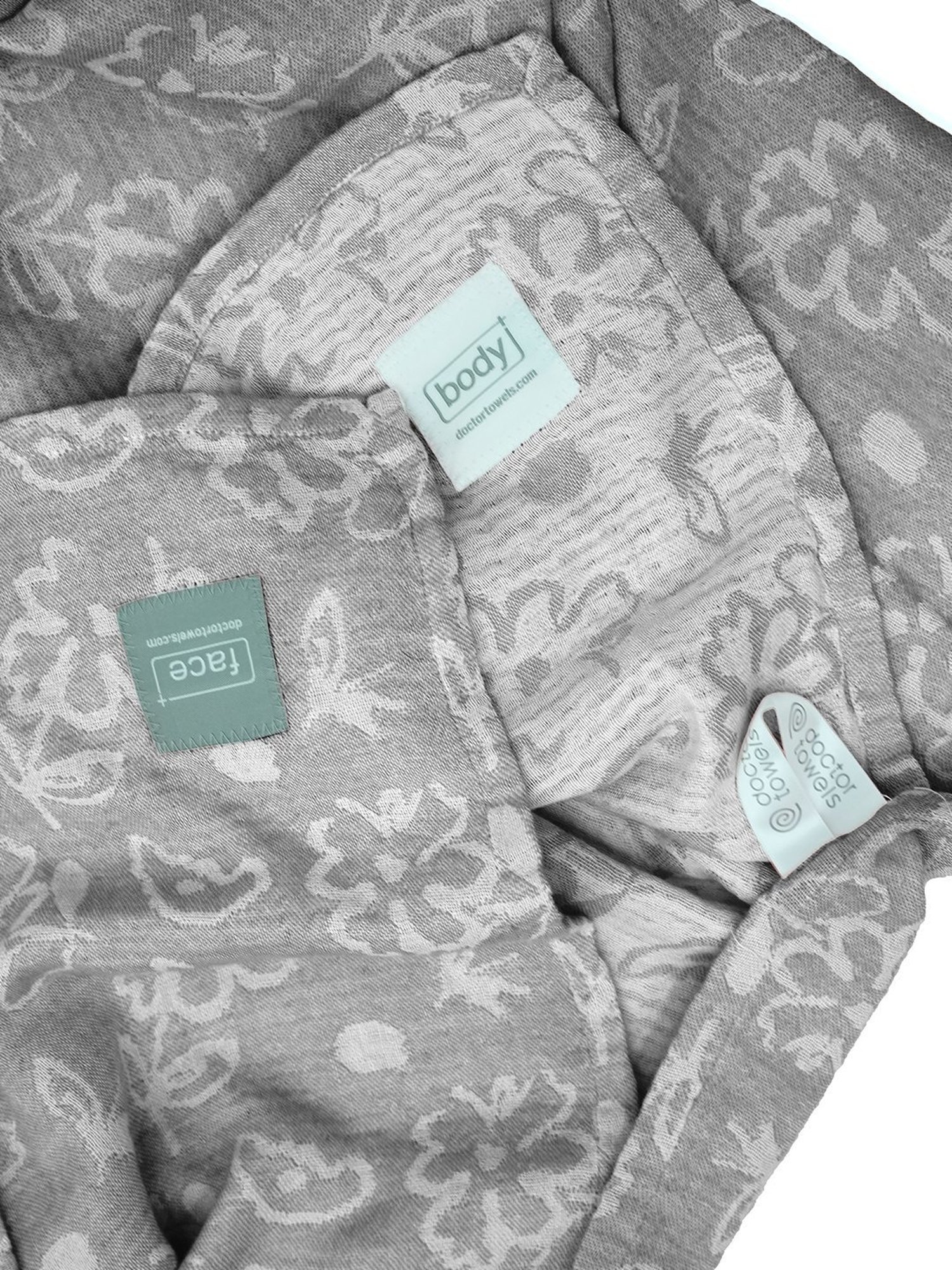 Doctor Towels Banana Jacquard Floral Grey 300 GSM Viscose Bath Towel