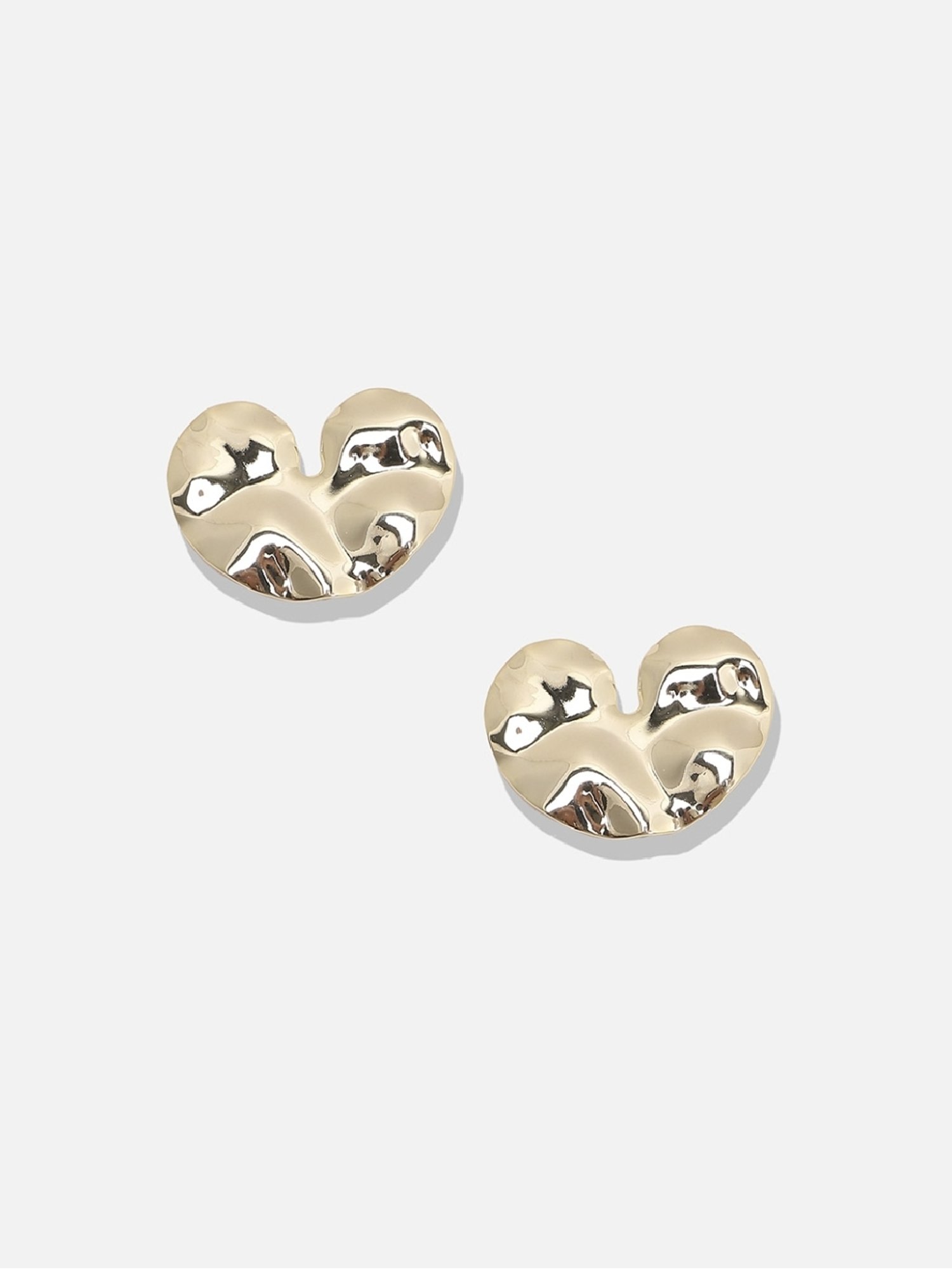 Sohi Women's Textured Heart Stud Earrings  Gold