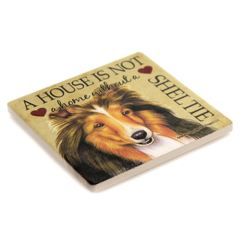 Animal 4.0" Sheltie - Home Stone Coaster Easel Sjt Enterprises  -  Coasters