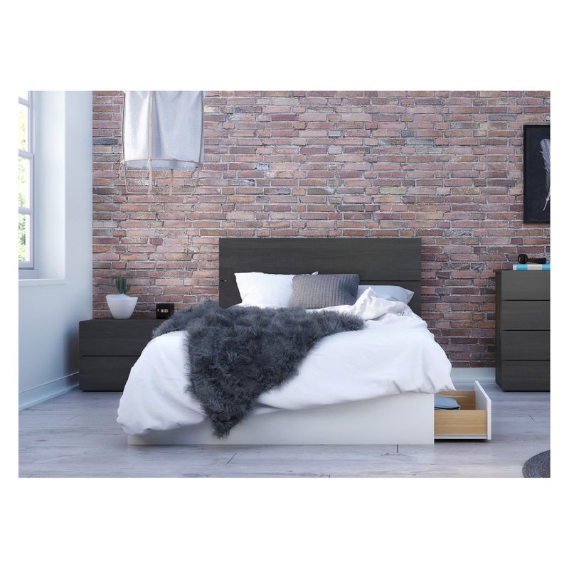 3pc Full Cadence Bedroom Set White/Black - Nexera