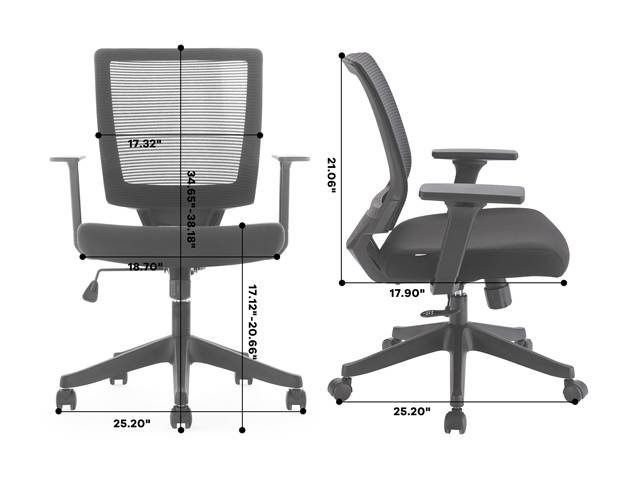 Qwork Ergonomic Mesh Task Chair Adjustable Height & Tilt for Comfort, Thick, Compact Seat Cushion, Smooth-Glide Wheels Office Chair