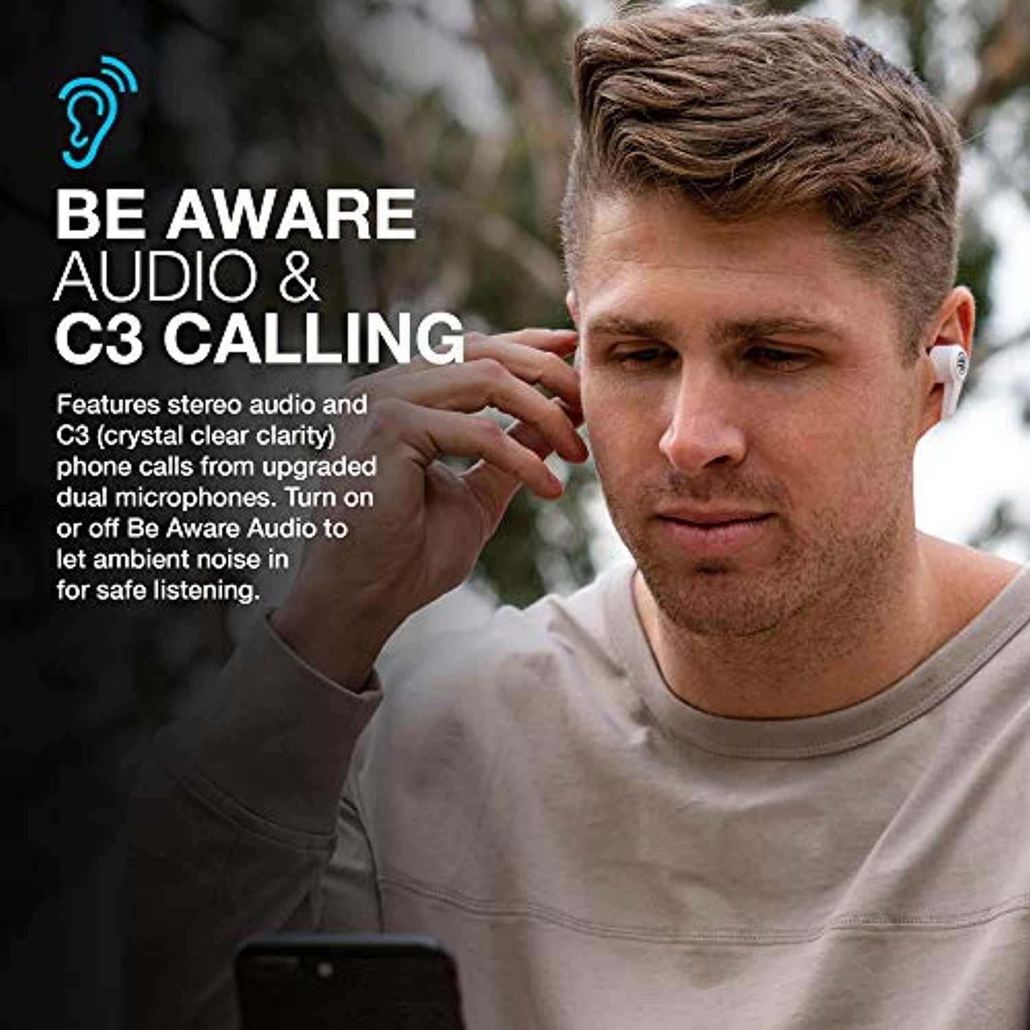 JLab Audio JBuds Air Executive True Wireless Bluetooth Earbuds + Charging Case - White - C3 Calling with Dual Microphones - Long Travel Playtime - Bluetooth 5.0 Connection - 3 EQ Sound Settings?