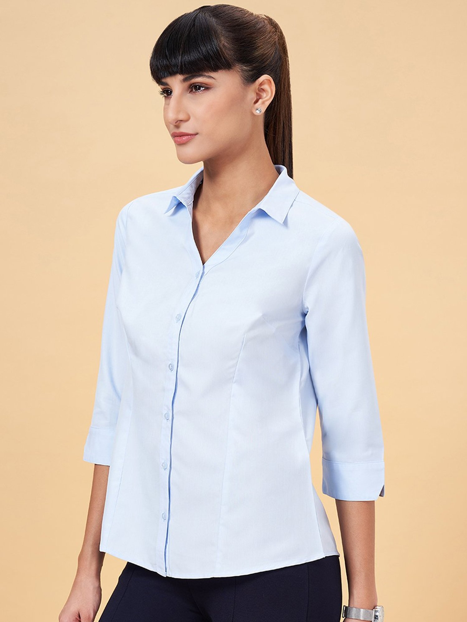 Annabelle by Pantaloons Blue Regular Fit Formal Shirt