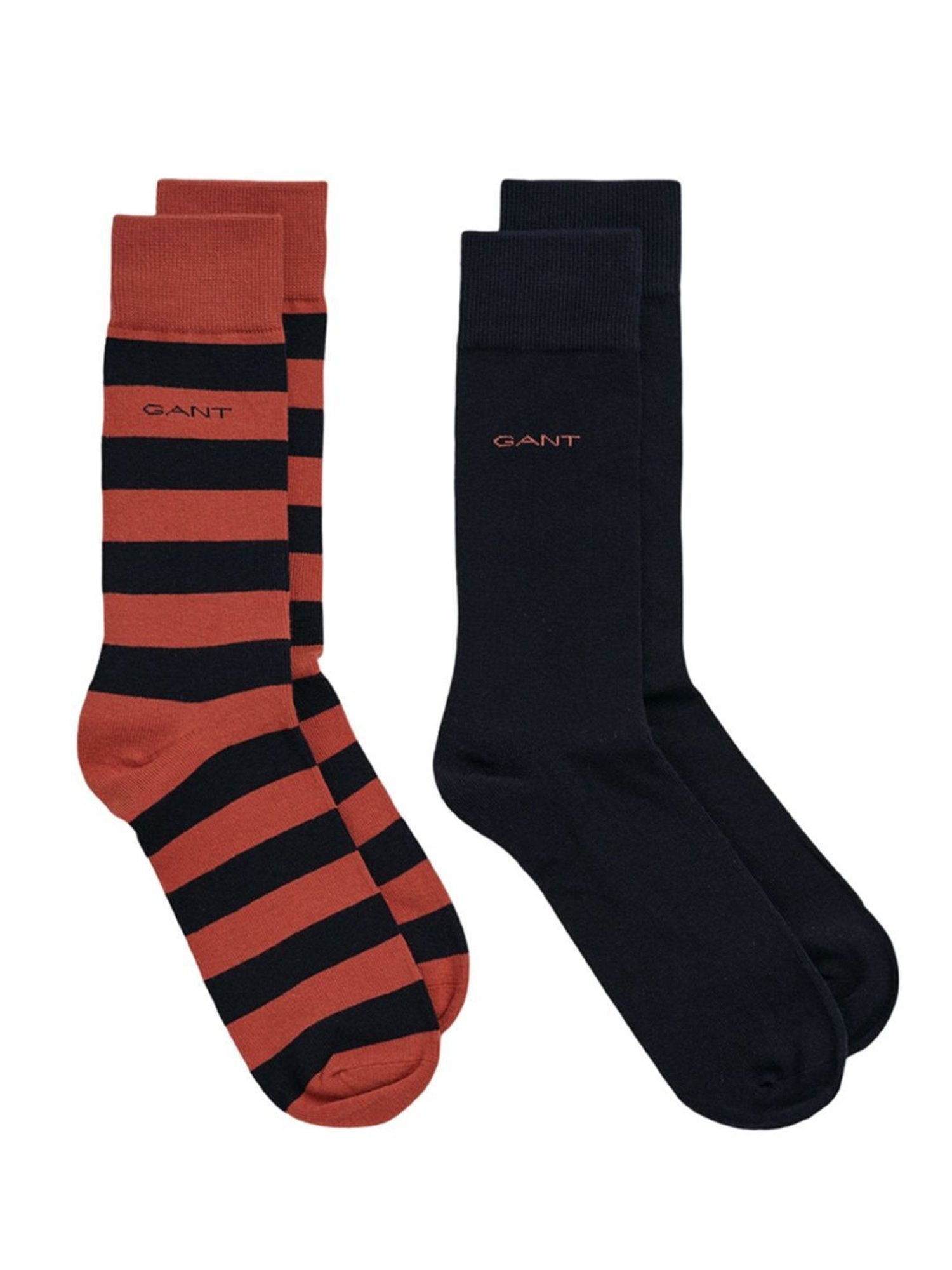 Gant Black & Orange Striped Socks (Free Size) - Pack of 2