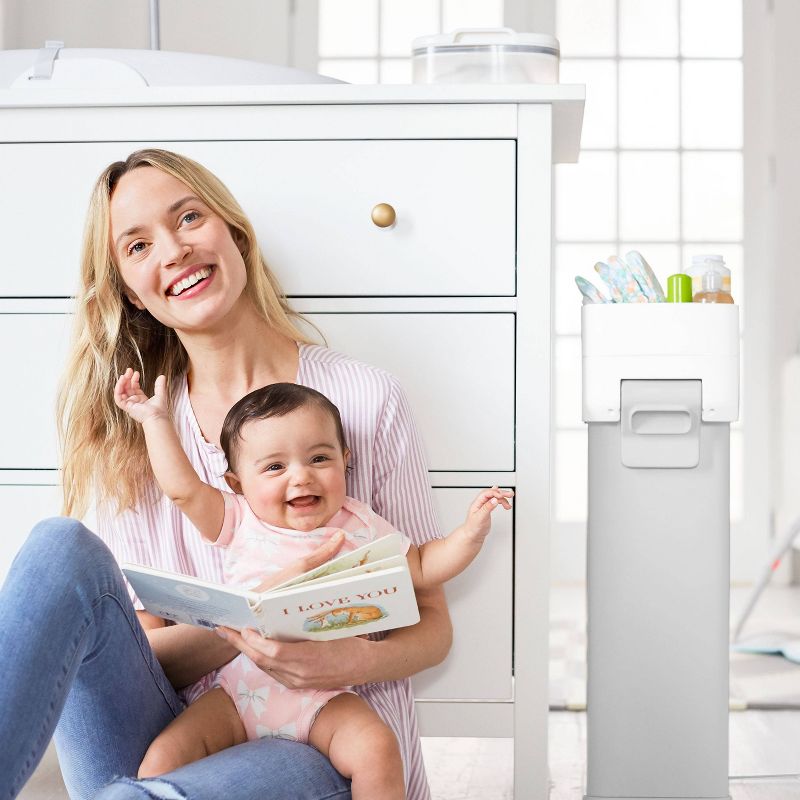 Skip Hop Nursery Style Steel Diaper Pail - Gray/White