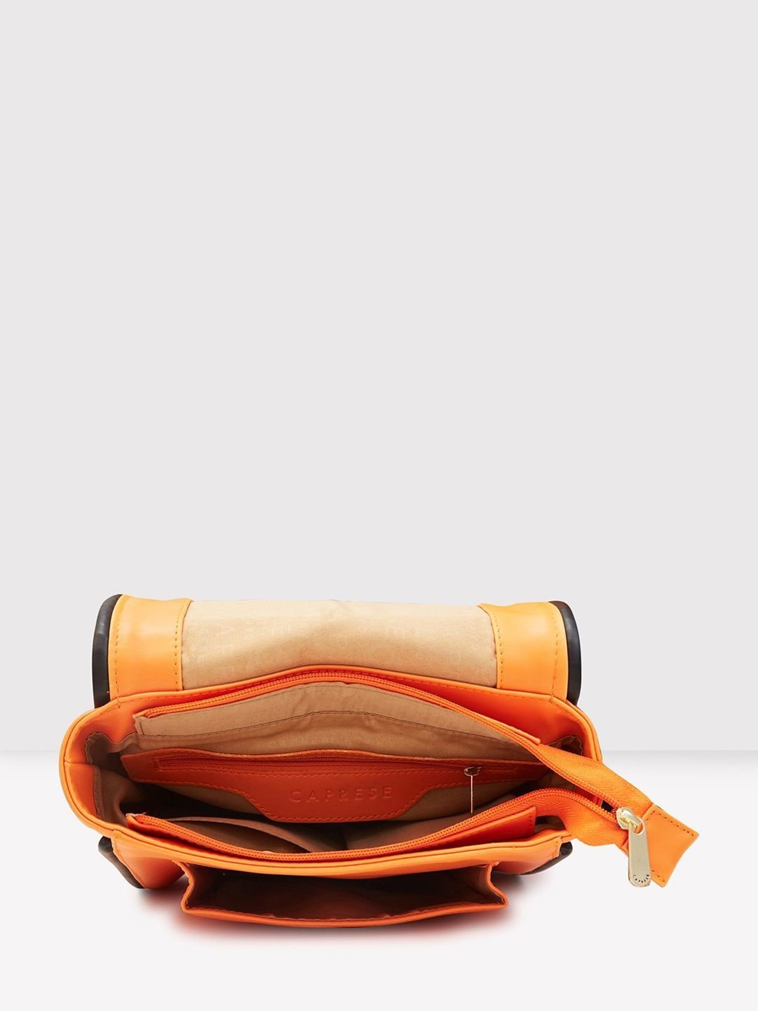 Caprese Orange Faux Leather Medium Laptop Messenger Bag