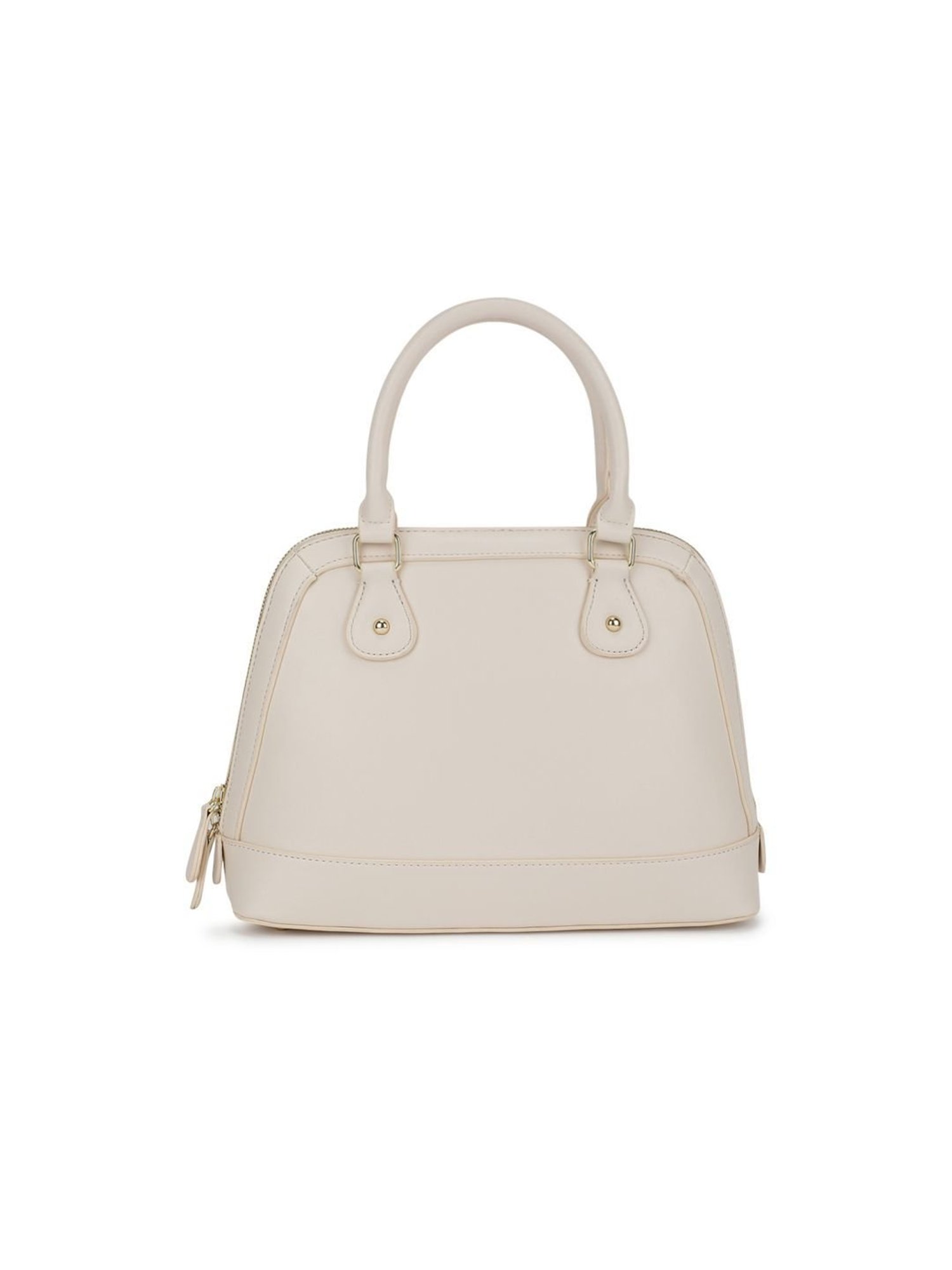 Tyra Iris Beige Solid Faux Leather Handbag