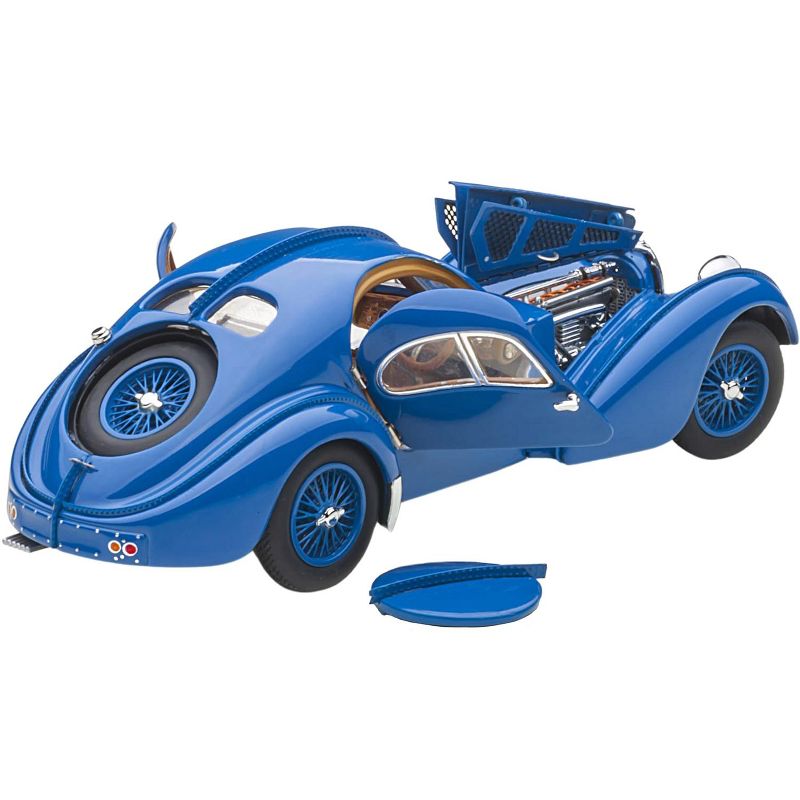 1938 Bugatti Type 57SC Atlantic with Metal Wire-Spoke Wheels Blue 1/43 Diecast Model Car by Autoart