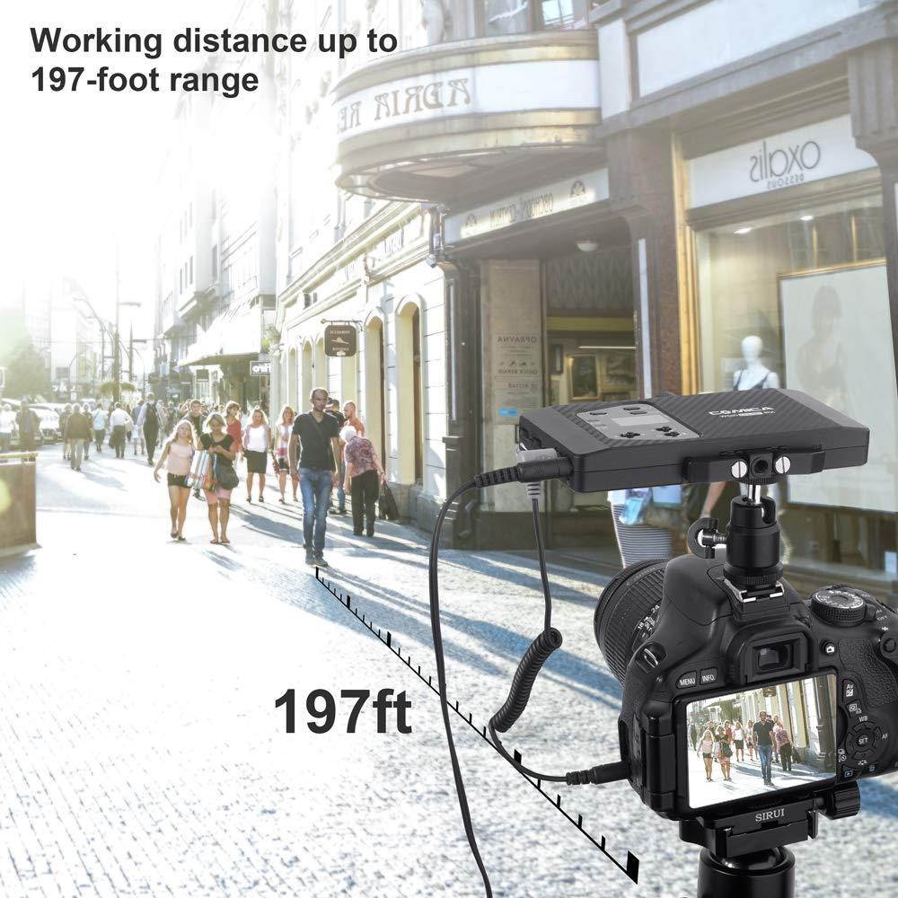 comica CVM-WS60 Combo Wireless Dual Lavalier Lapel Microphone System with UHF 12 Channels, Universal Smartphone Clamp,100-194ft Wireless Range,Wireless Microphone for Smartphones and Cameras (2Tx+1Rx)