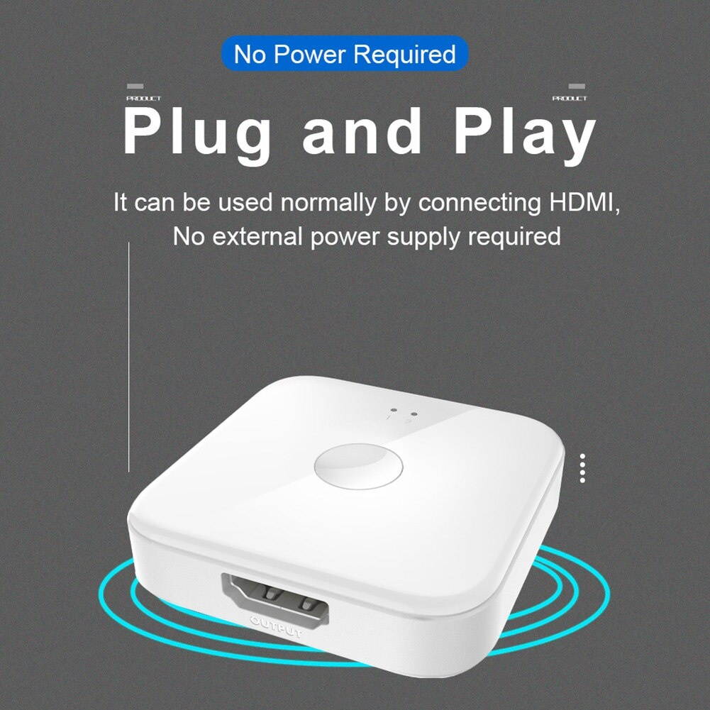 Bi-Directional HDMI KVM Switch 2 in 1 out and 1 in 2 out HDMI Switcher No External Power Supports 4K@30Hz One-Click Switch