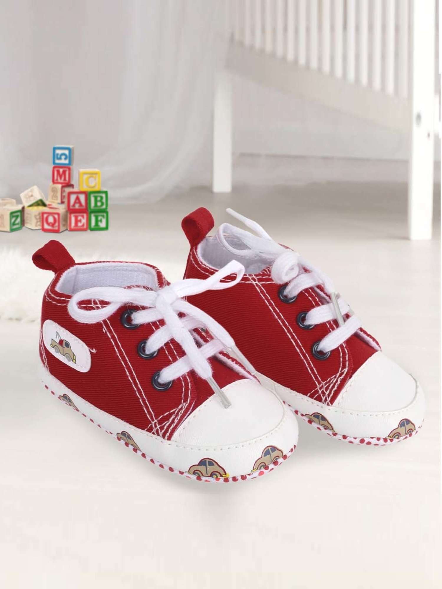 Baby Moo Kids Red & White Lace Up Shoes