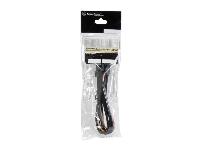 Silverstone PP07-PCIB Sleeved Extension Power Supply Cable, 1 x 8pin to PCI-E 8pin(6+2) Connector