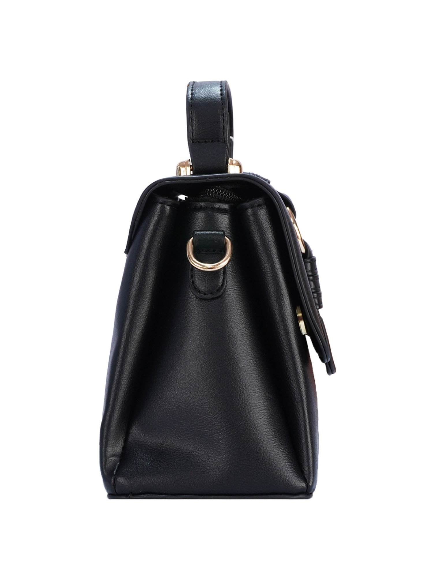 Luvoksi Black Solid Medium Satchel Handbag