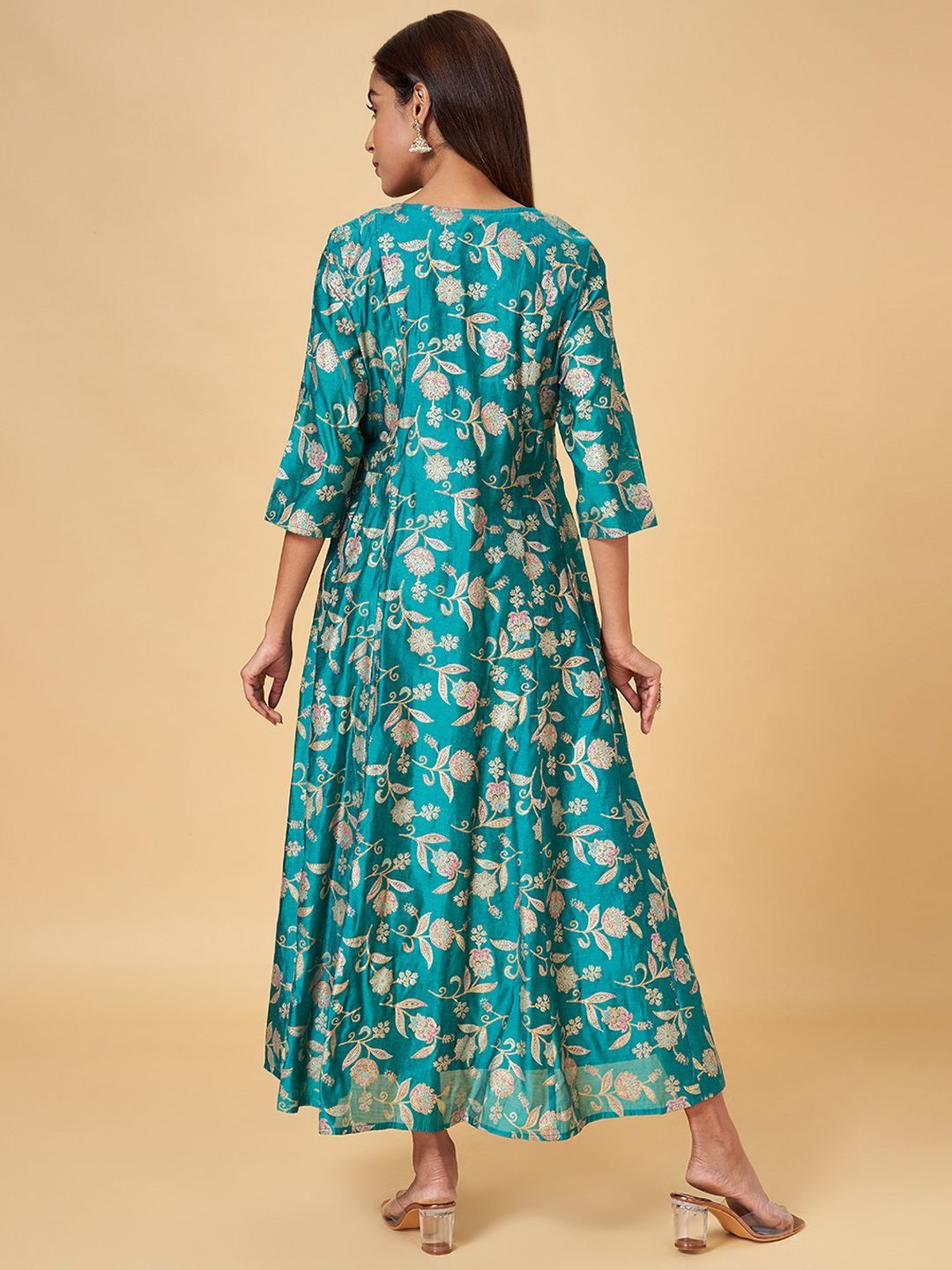 Rangmanch by Pantaloons Rama Green Embroidered A-Line Dress