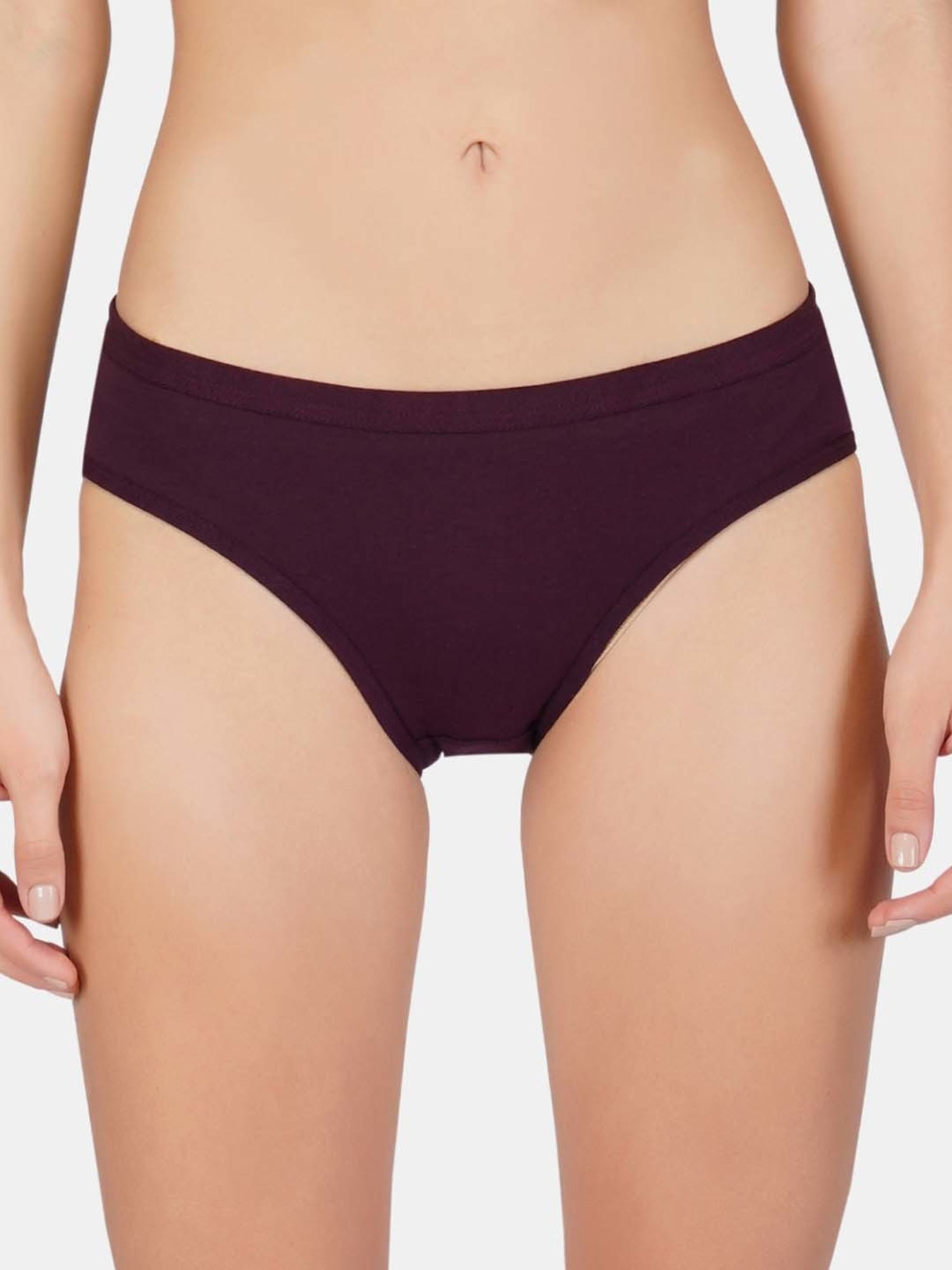 Bleeding Heart Wine & White Plain Panties - Pack Of 2