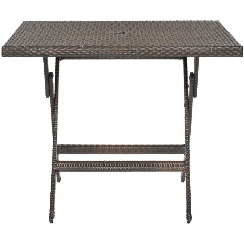 Samana Square Patio Folding Table - Brown - Safavieh