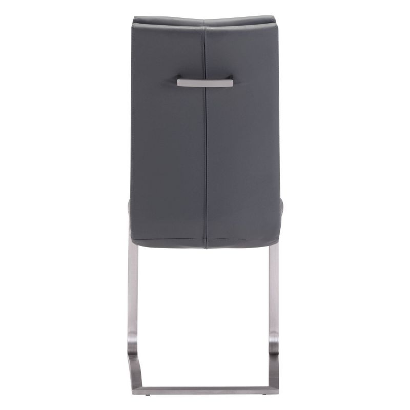 Set of 2 Elegant Contemporary Chromed Steel Dining Chair Gray - ZM Home