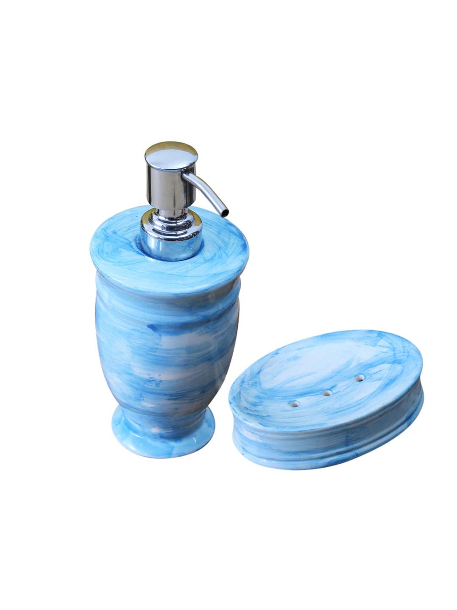 VarEesha Sky Blue Ceramic Bath Accessories - Set of 2