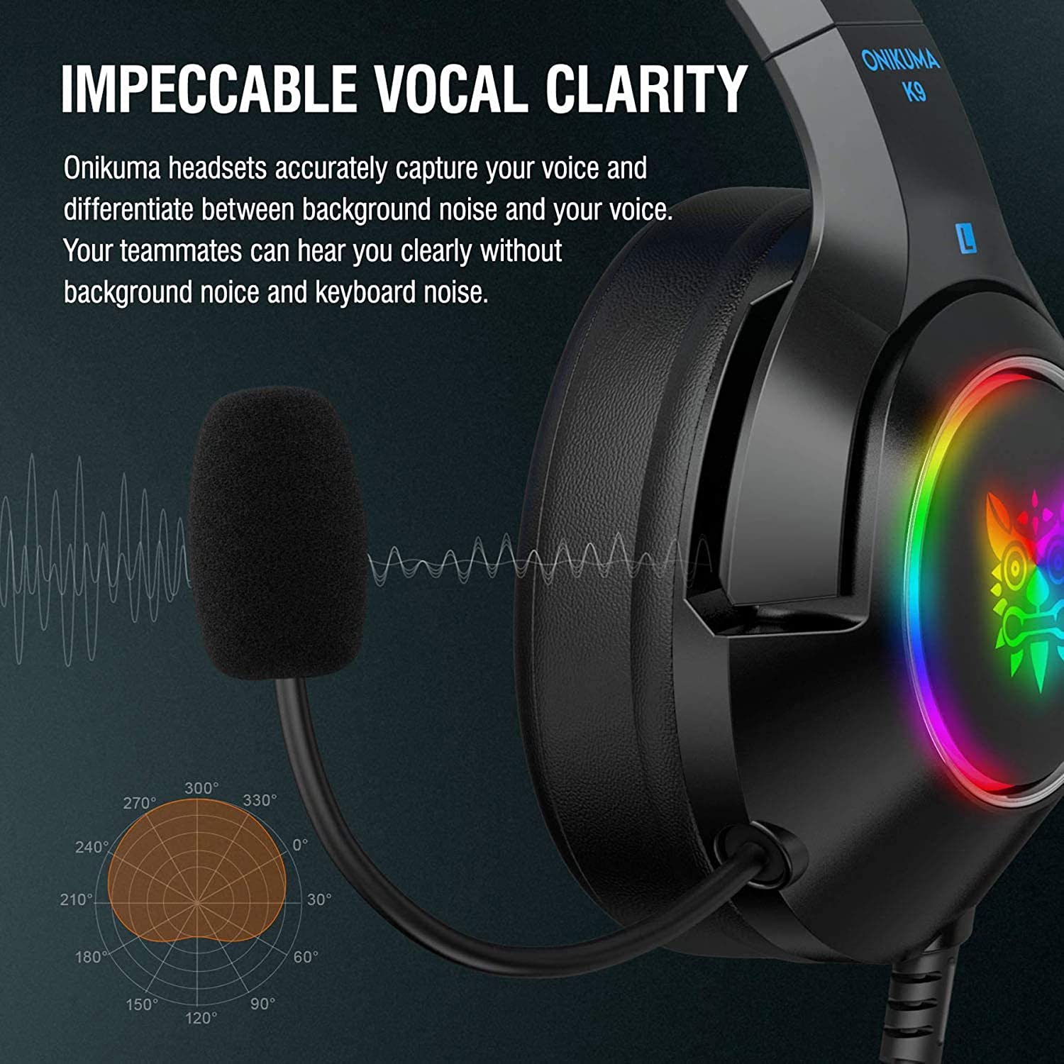 ONIKUMA RGB Gaming Headset ,3.5mm Stereo Wired Over Ear Gaming Headphone with Mic, Noise Cancelling & Volume Control, Colourful RGB Light Gaming Headset for New Xbox One/PC/Mac/PS4/Table/Phone