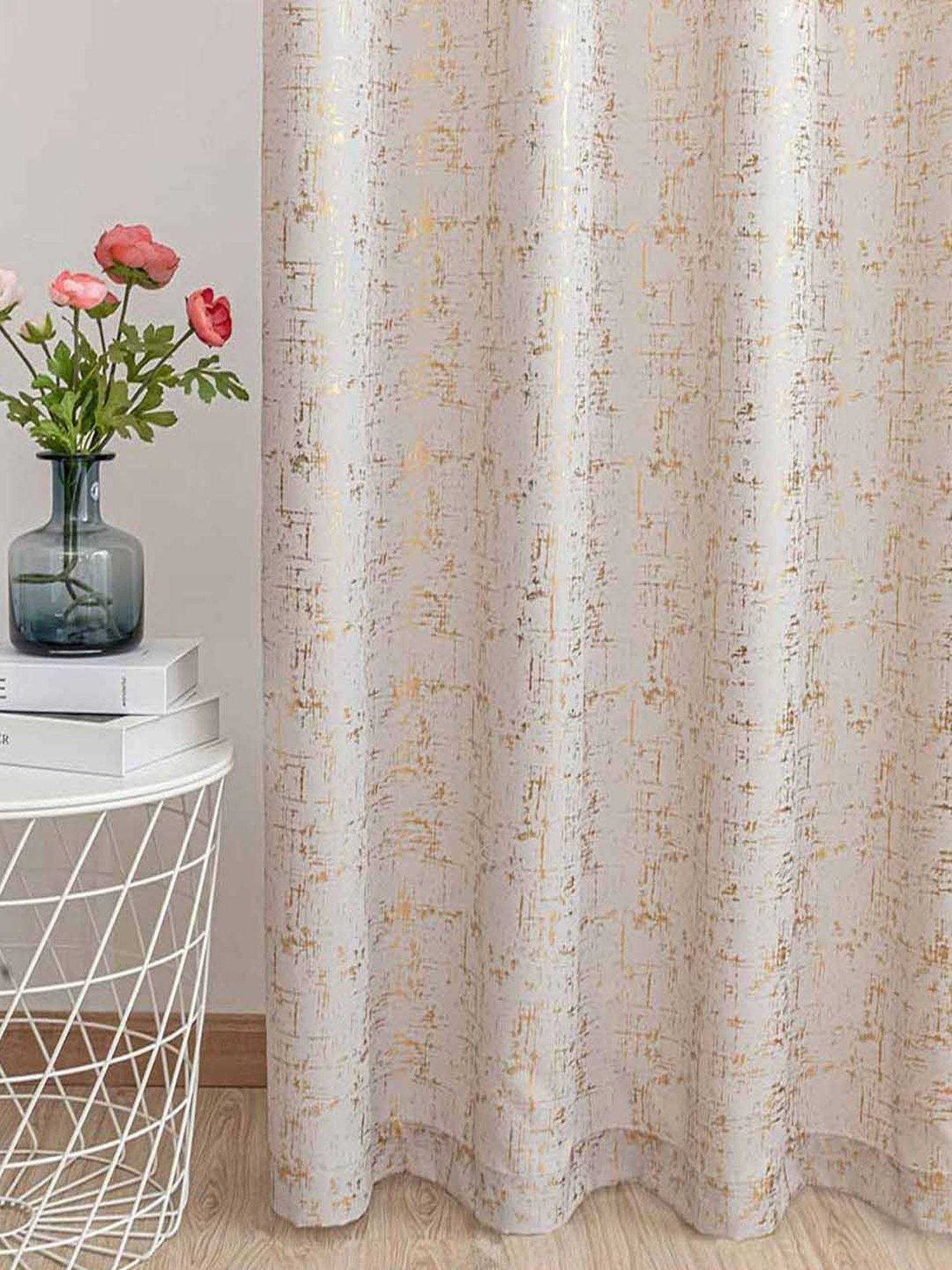 Urban Space Beige Polyester Window Curtain With Tieback & Eyelet