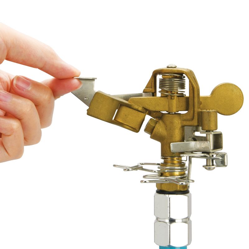 Aqua Joe AJ-IST39BM Indestructible Brass Impulse 360 Degree Sprinkler | Telescoping | 1390 sq ft Max Coverage