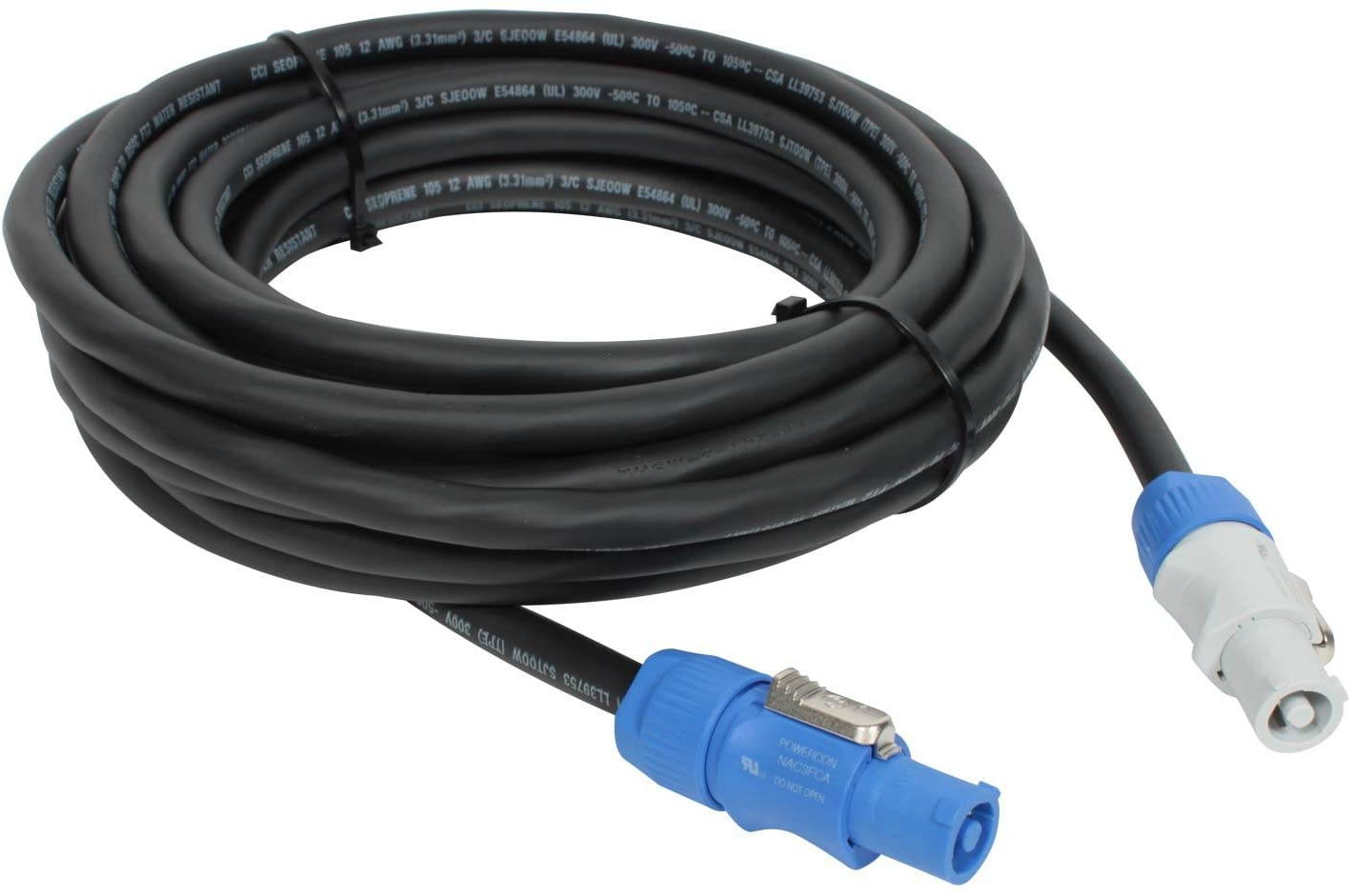Elite Core Neutrik PowerCon Power Extension Cable | 75' ft | PC12-AB-75 | Made in the USA |