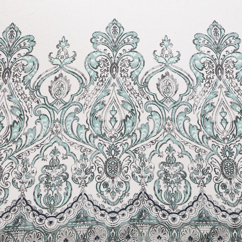 Damask Border Shower Curtain with Liner Blue - Hookless