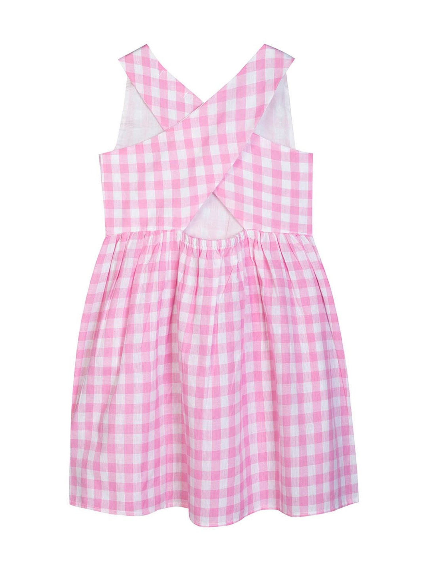 Budding Bees Kids Pink & White Checks Dress