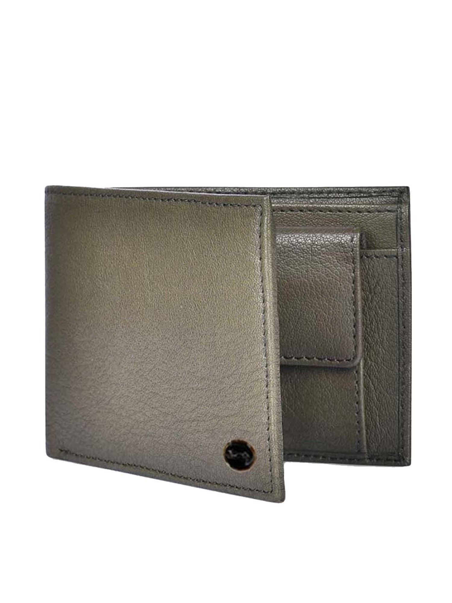 BELWABA Olive Casual Leather Bi-Fold Wallet for Men