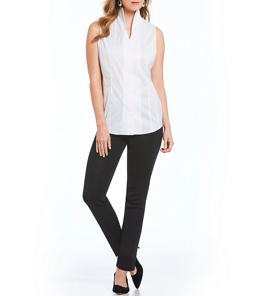 Misook Sleeveless Stand Collar Neck Washable Blouse