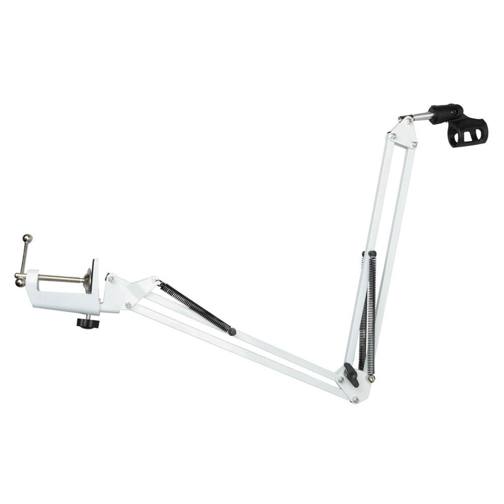 Pro Suspension Boom Scissor Arm Recording Microphone Stand Holder White
