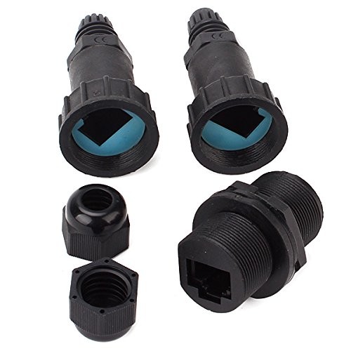 (5 Pack) RJ45 Waterproof Connector IP67 Ethernet Network Cable Connector double head Outdoor Lan Coupler Adapter  Cat5 6 8P8C,Locking Waterproof CAT6 RJ45 Female to Female Lan Ethernet Network coupler