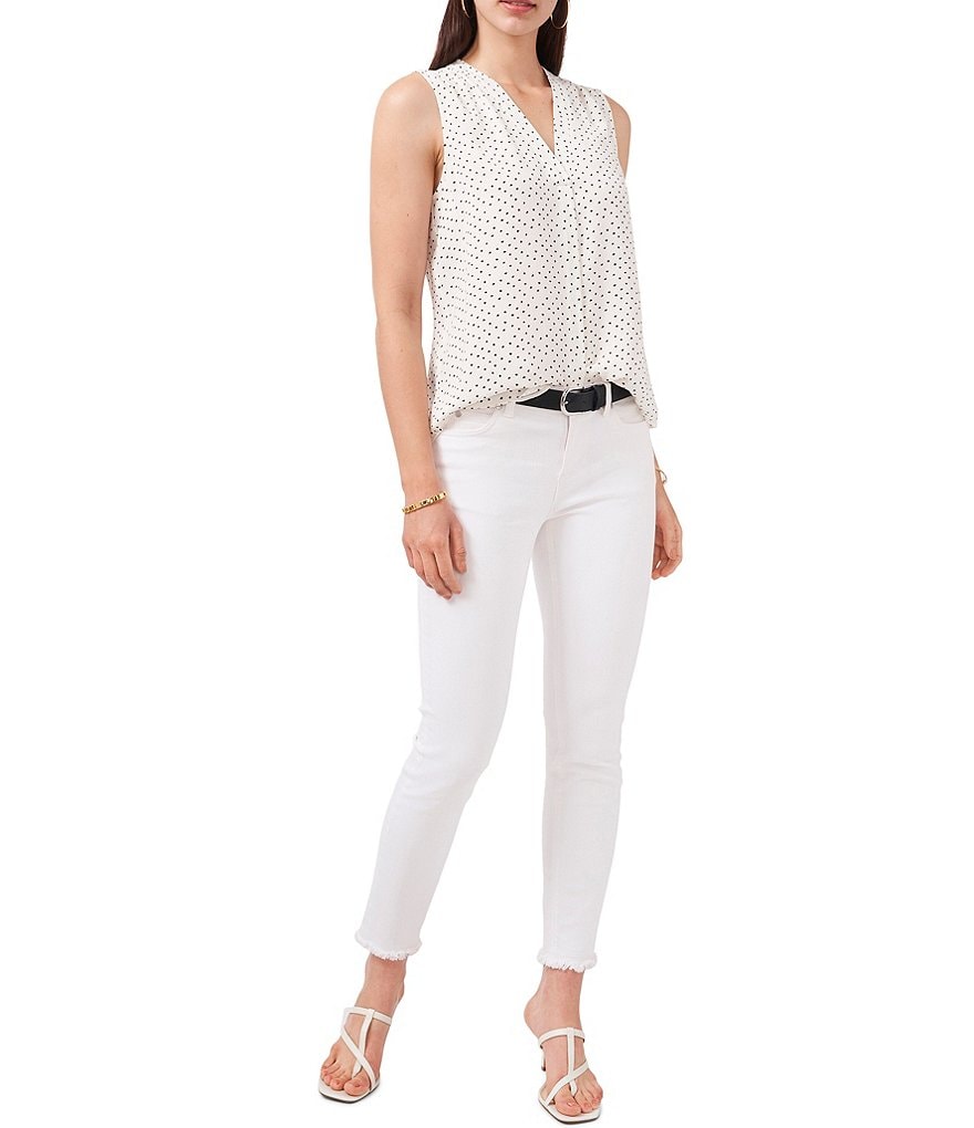 Vince Camuto Sleeveless V-Neck Dots Blouse