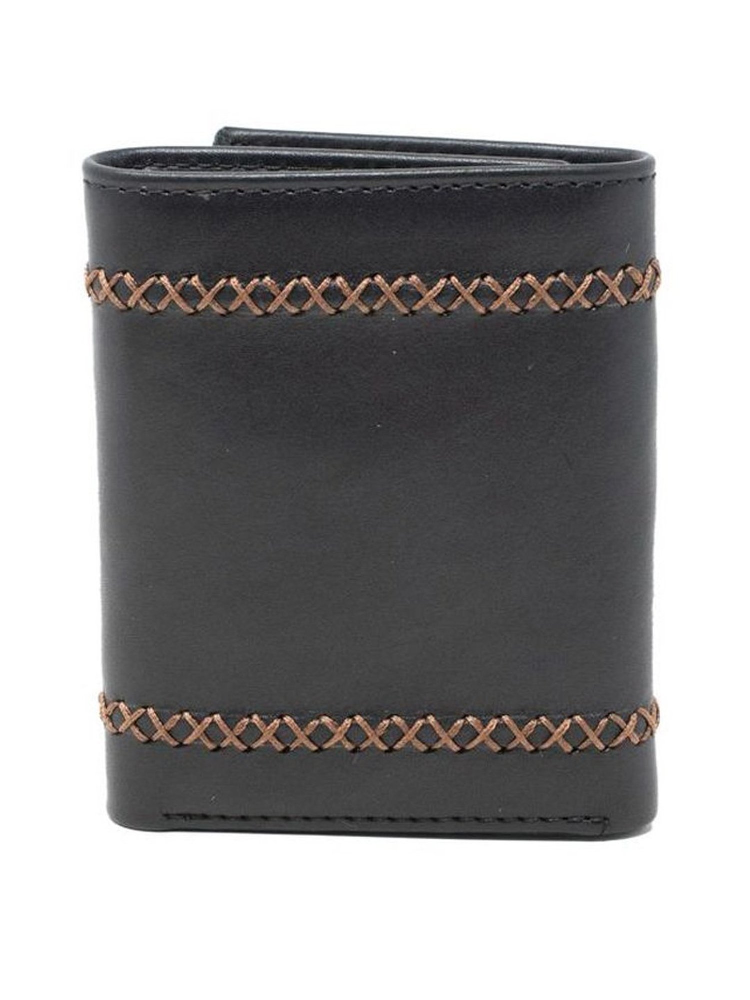 Tohl Black Casual Leather Tri-Fold Wallet for Men