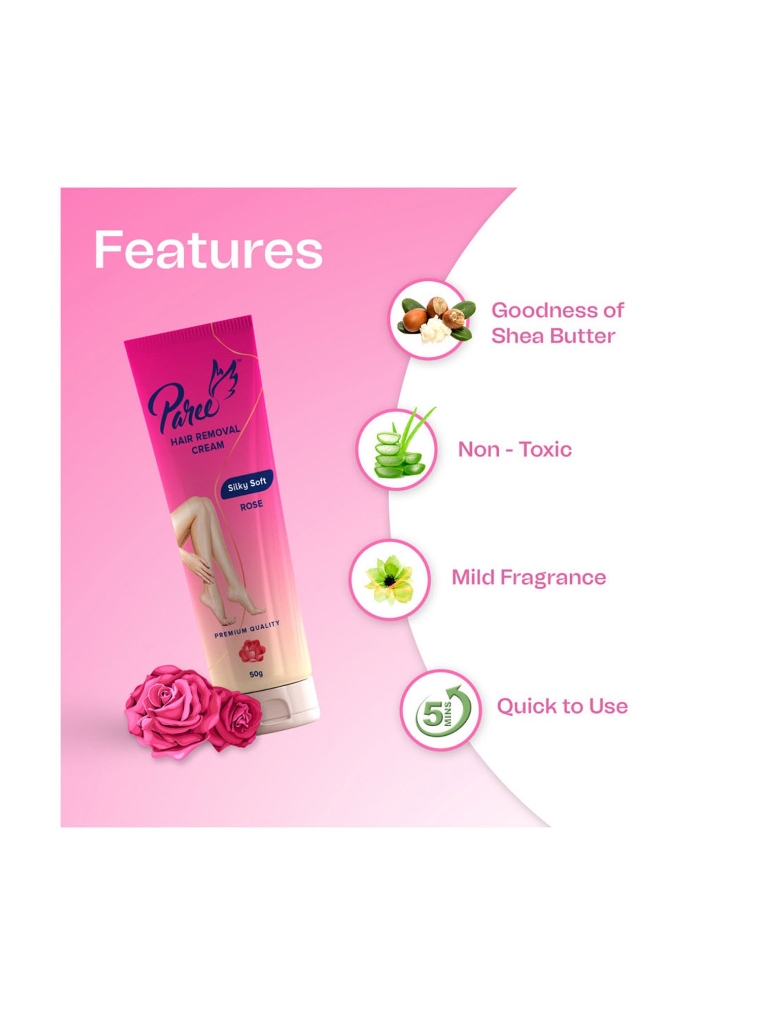 Paree Hair Removal Cream for Women - 50 gm (Pack of 3)