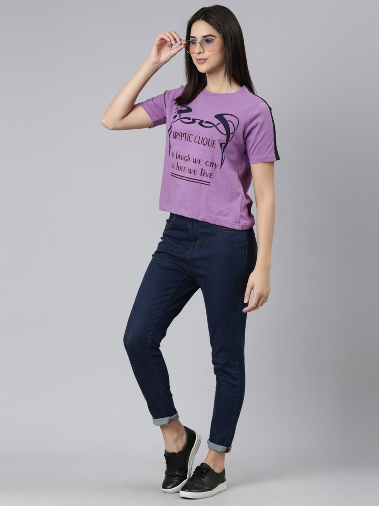 Kryptic Purple Cotton Printed T-Shirt