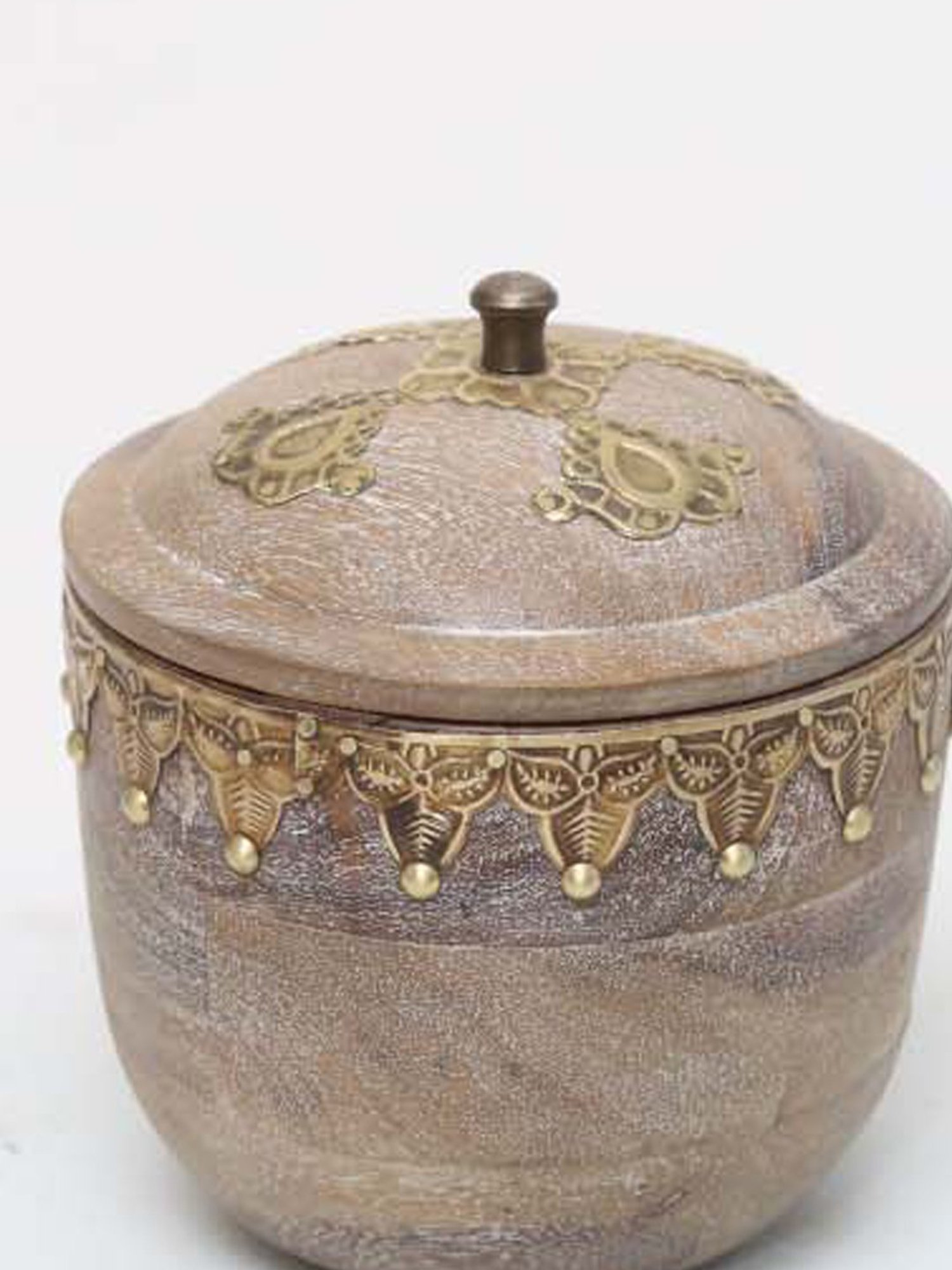 Artisans Rose Brown & Golden Mango Wood Jewellery Box - Set of 1