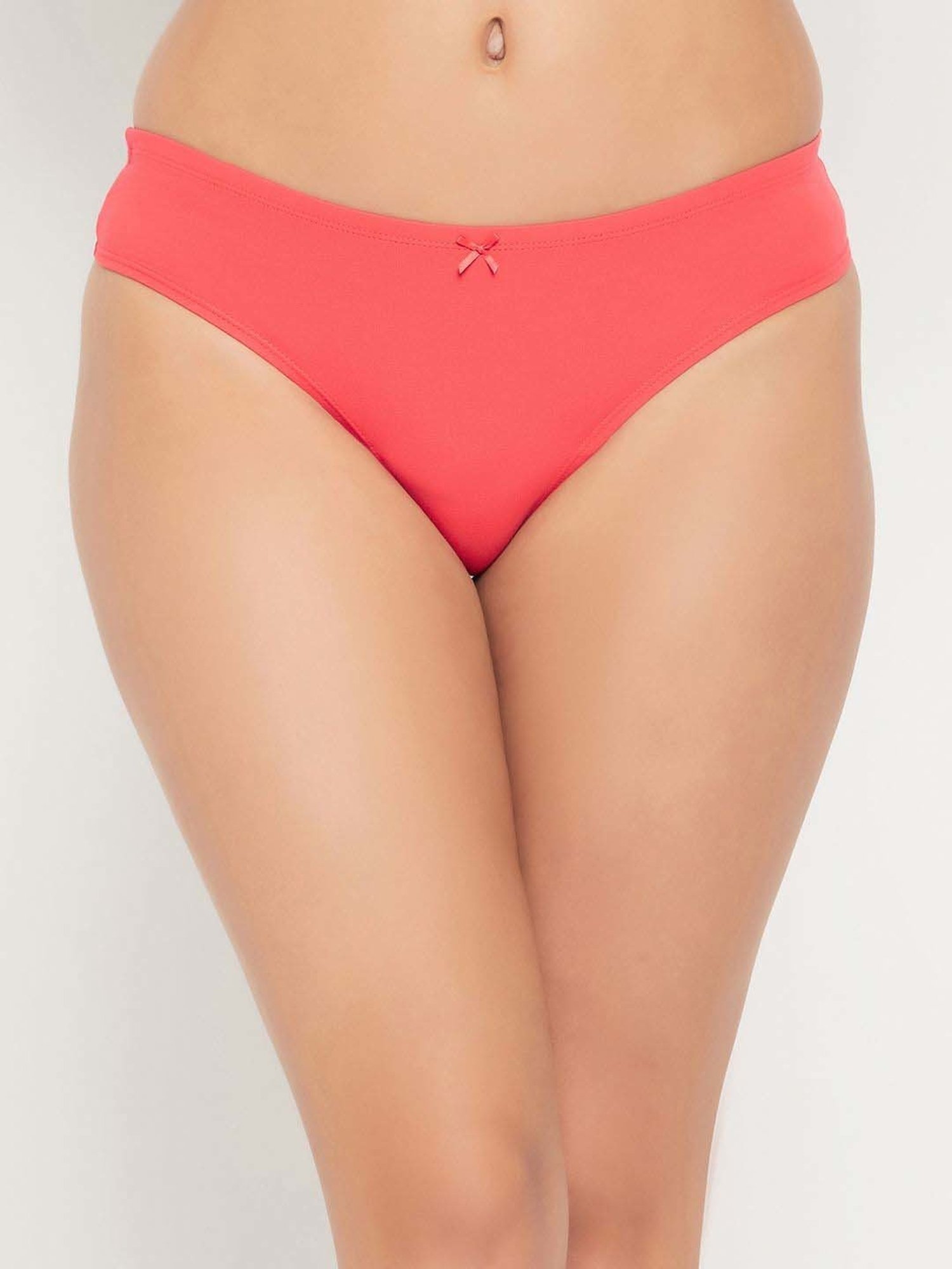 Clovia Pink & Yellow Cotton Plain Hipster Panty - Pack Of 3