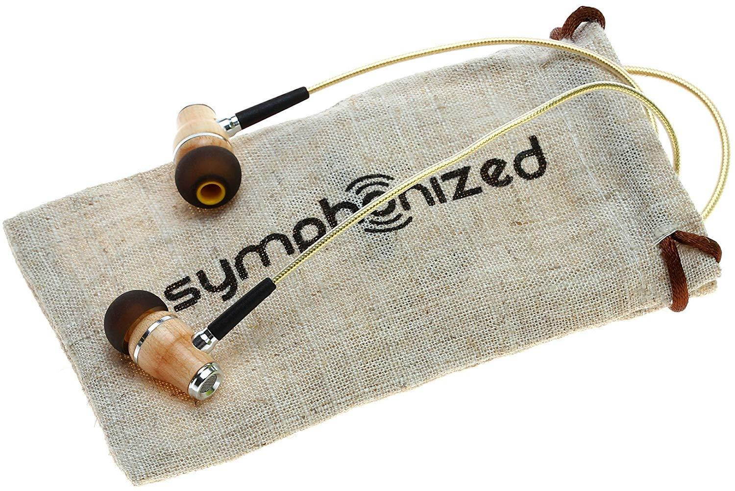 Symphonized NRG 2.0 Premium Genuine Wood In-ear Noise-isolating Headphones|Earbuds|Earphones with Innovative Shield Technology Cable and Mic (Gold)