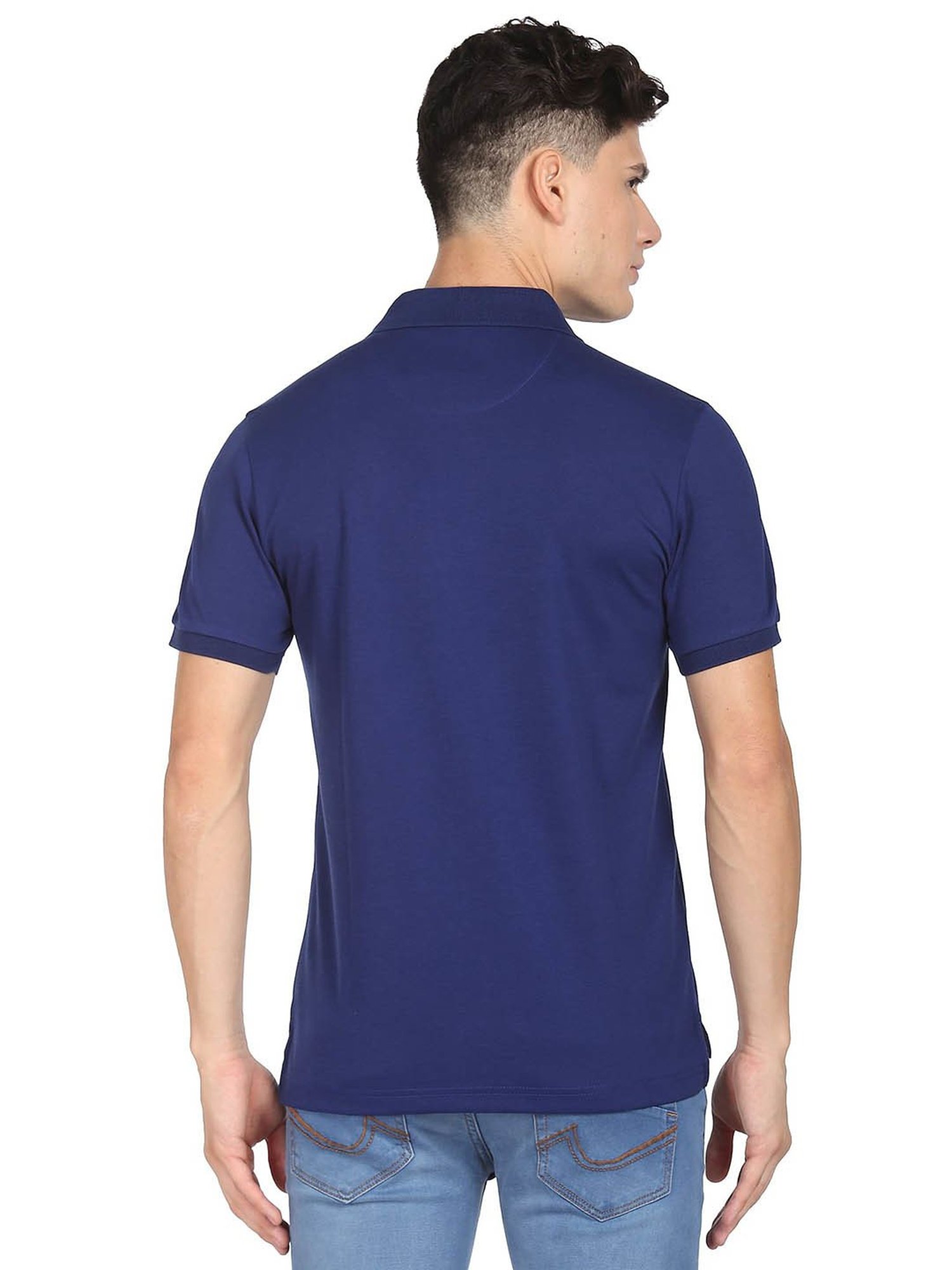 AD by Arvind Blue Slim Fit Polo T-Shirt