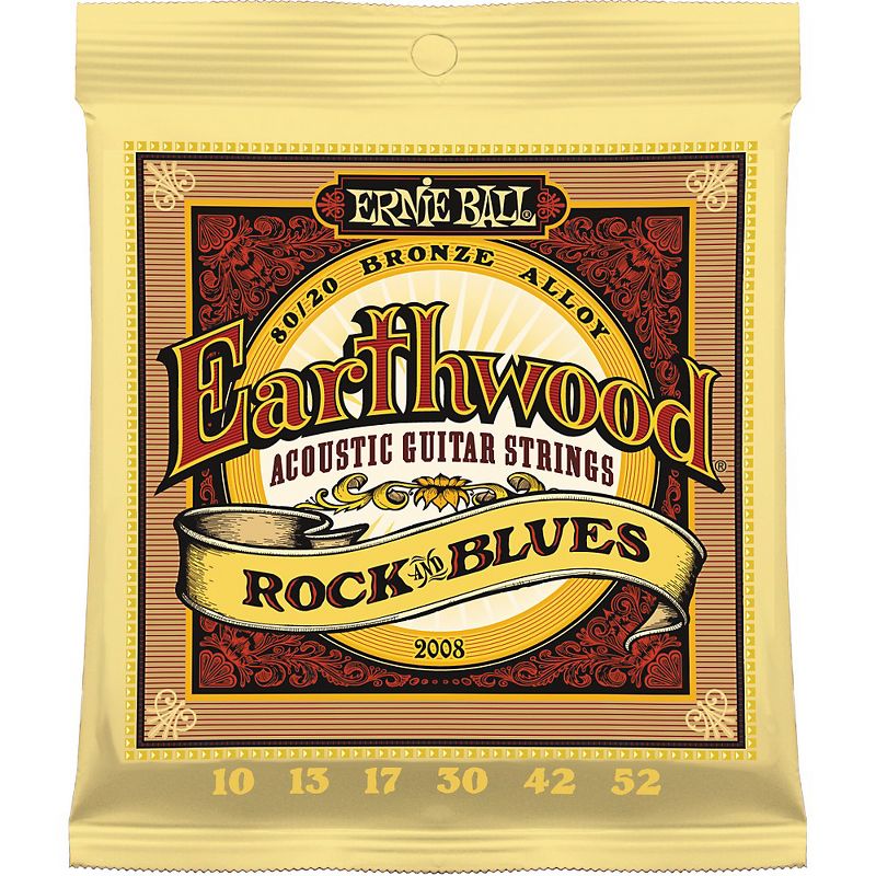Ernie Ball 2008 Earthwood 80/20 Bronze Rock and Blues Acoustic Guitar Strings 6 Pack
