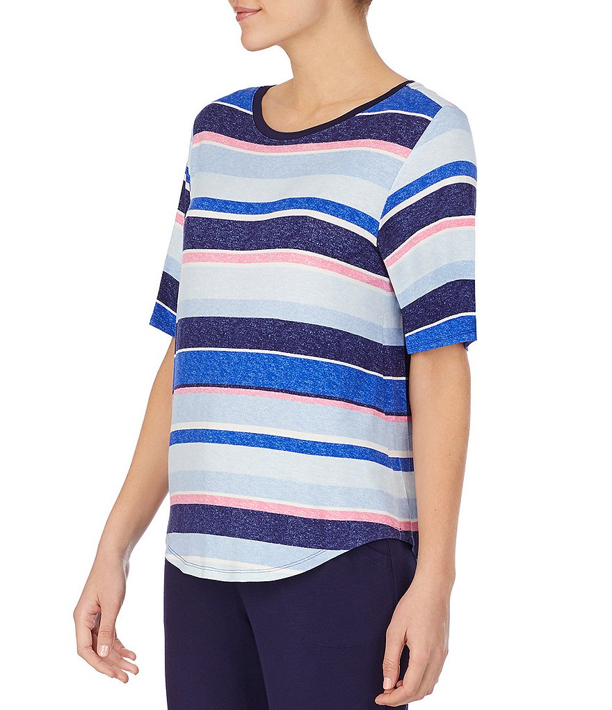 iRelax Striped Print French Terry Top