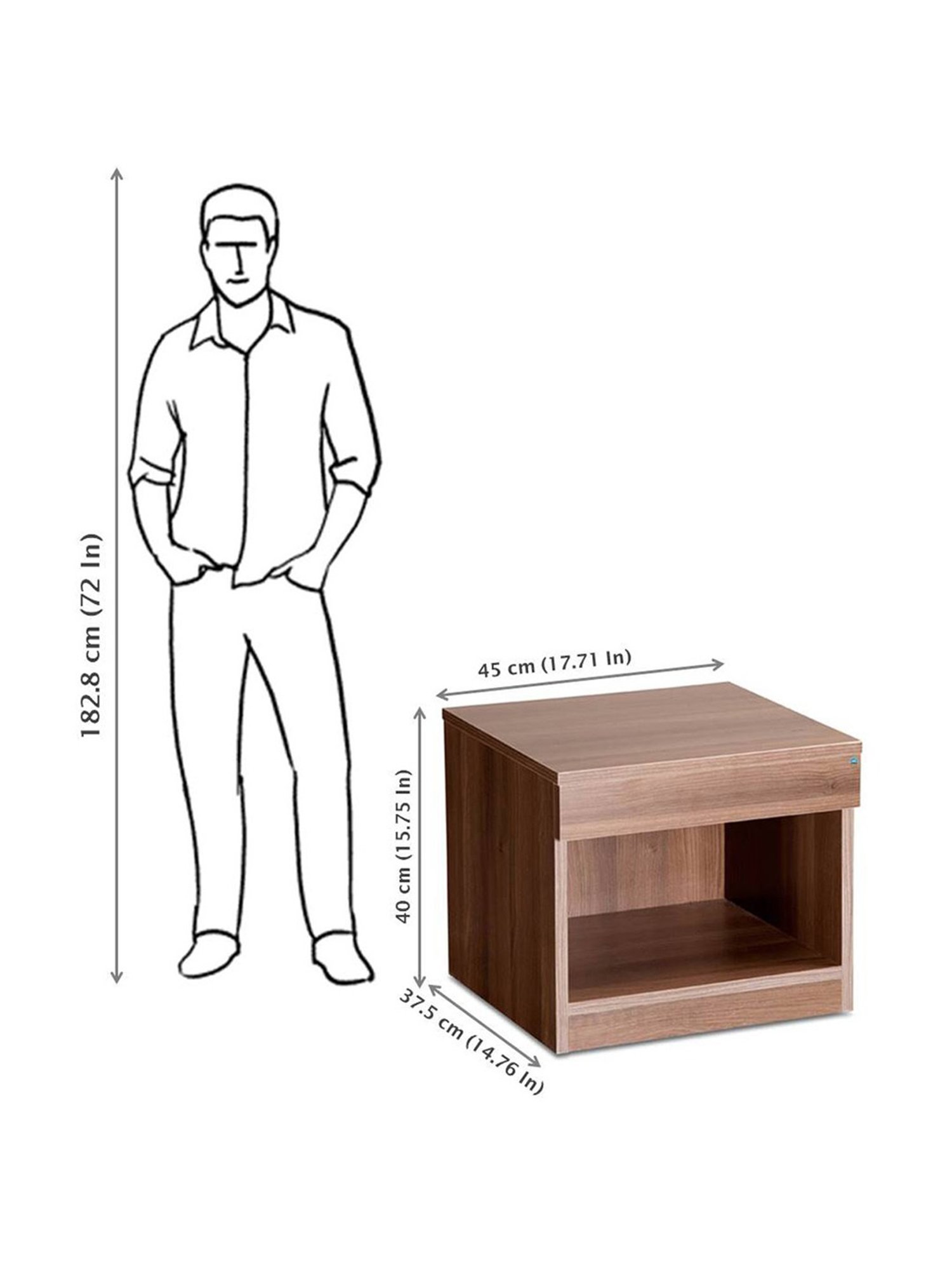 Delite Kom Mia Acacia Dark Engineered Wood Bedside Table