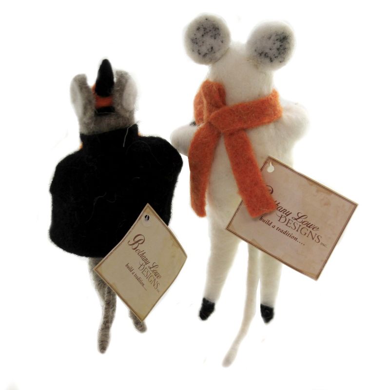Halloween 8.0" Felted Halloween Mice Set/2 Fall Mouse Witch Pumpkin  -  Decorative Figurines