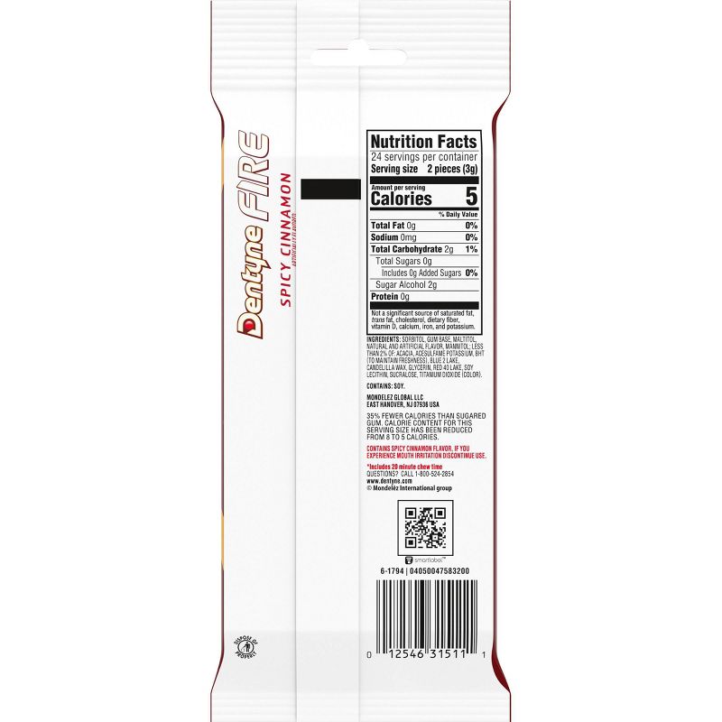 Dentyne Fire Spicy Cinnamon Sugar Free Gum - 48ct