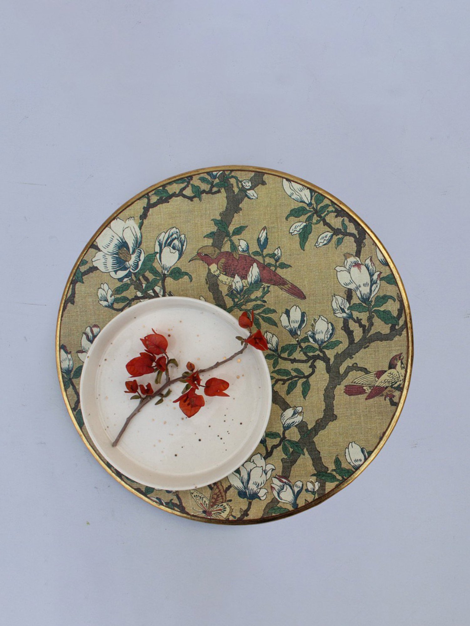 Karo Elira Printed Multicolor Wood Round Tray