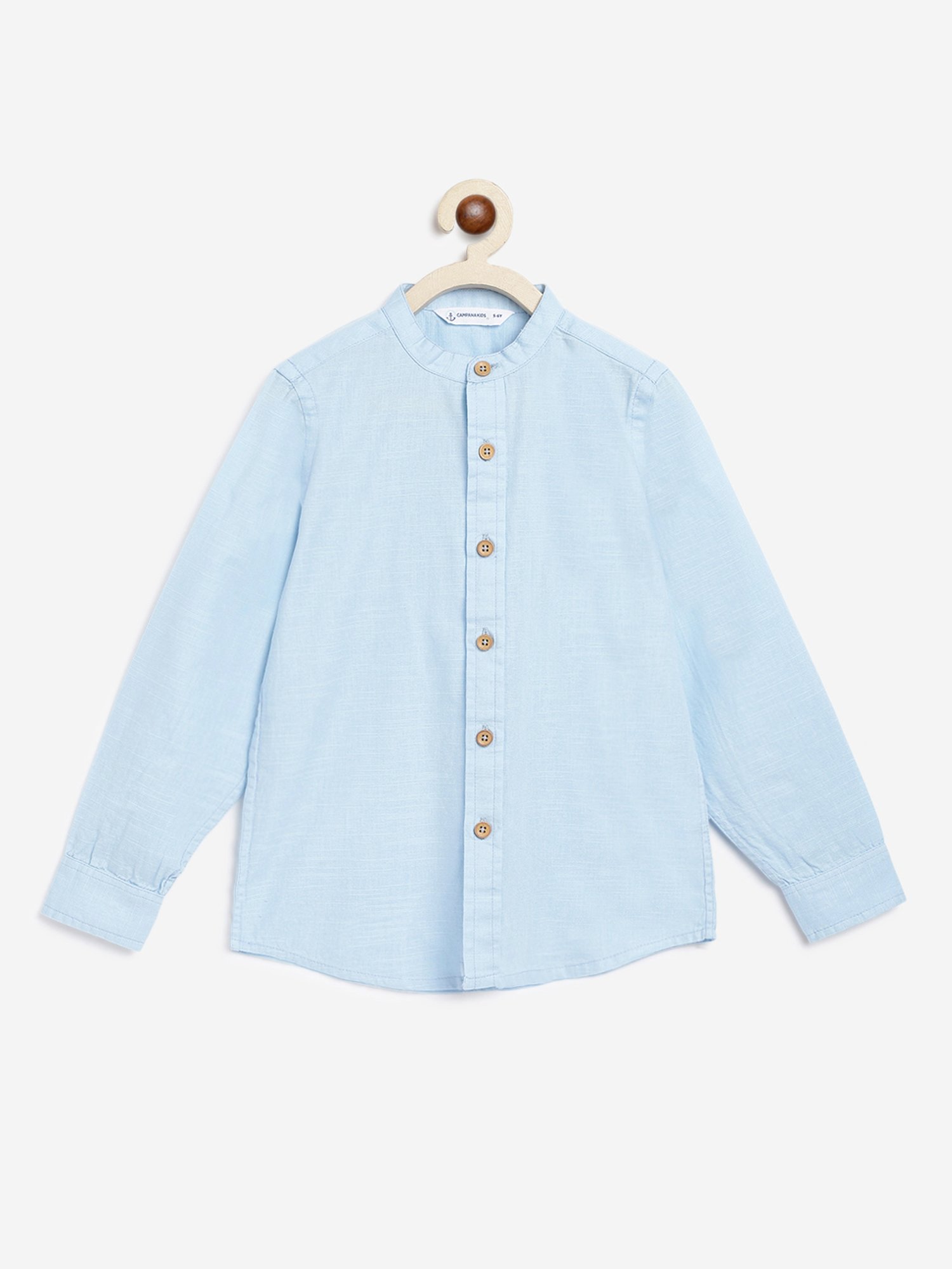 Campana Kids Blue Solid Full Sleeves Shirt