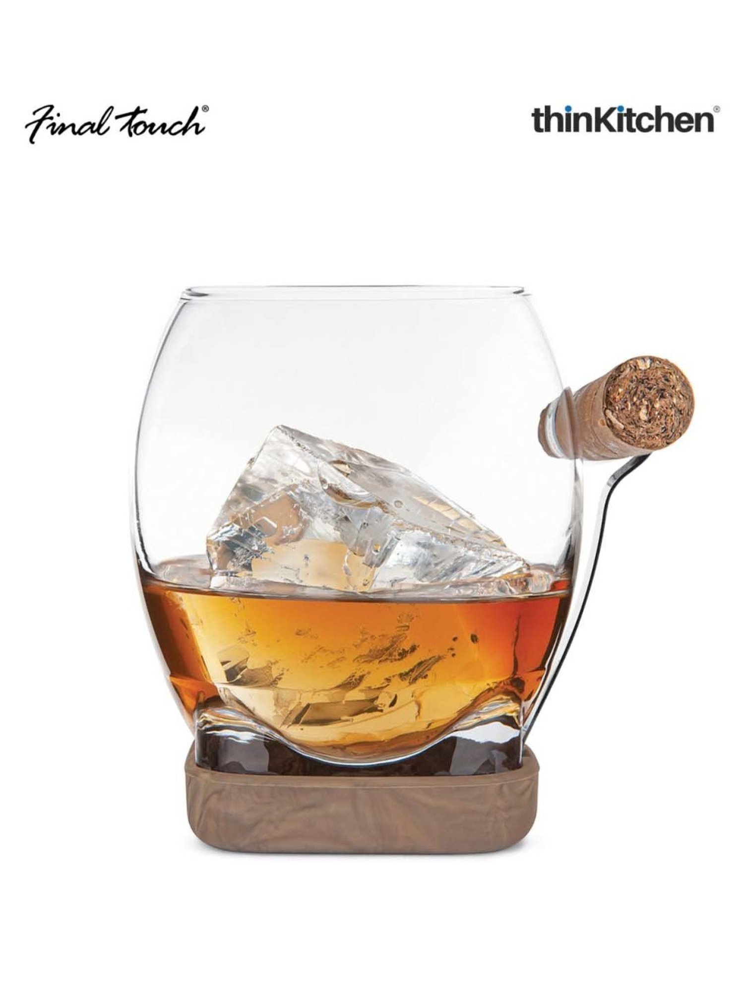 Final Touch Transparent Silicone Cigar Glass With Ss Holder (0.42 L)